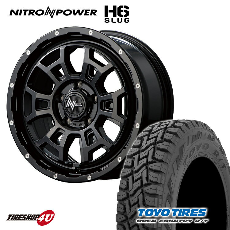 NITRO POWER H6 SLUG 16x7.0J 5/114.3 +40 7J セミグロスブラック TOYO OPEN COUNTRY R/T 215/70R16 ブラックレター 新品 タイヤホイールセット 4本価格 16インチ デリカD5 アルファード など ナイトロパワー H6 スラッグ トーヨー オープンカントリー RT