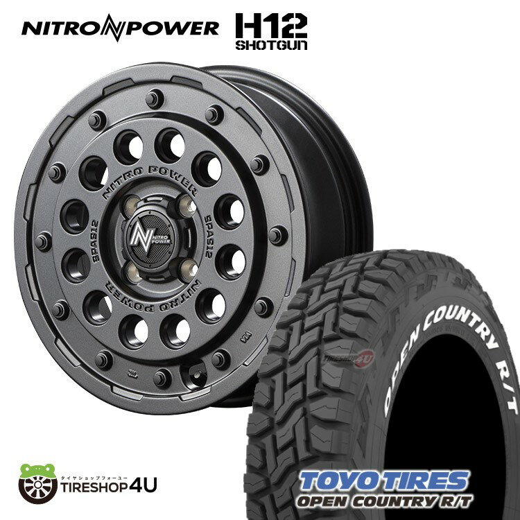 NITRO POWER H12 SHOTGUN 14X4.5J 4/100 45 バレルブラック TOYO OPEN COUNTRY R/T 165/80R14 97/95N LT ホワイトレター 新品 タイヤホイールセット 4本価格 14インチ 軽トラック カスタム車など ナイトロパワー ショットガン トーヨー オープンカントリー RT