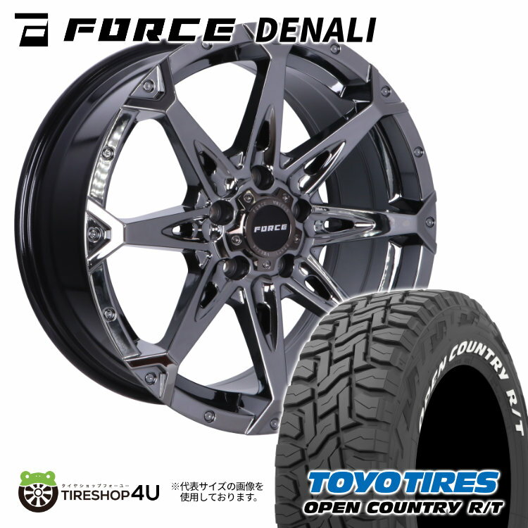 【取付対象】FORCE DENALI 17×7.5J 5/127 38 SBC スーパーブラックコート TOYO OPEN COUNTRY R/T 285/70R17 116/113Q LT WL サマータイヤホイール 4本セット 17インチ フォース デナリ トーヨー オープンカントリー ホワイトレター 【 ジープ ラングラー 】