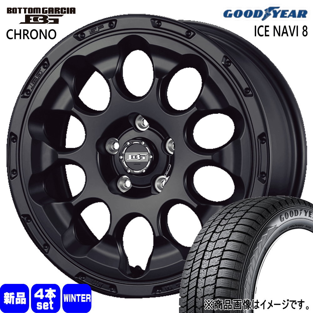 215/55R17 94Q アイスナビ8 ICE NAVI 8 グッドイヤー GOODYEAR 新品 冬用 スタッドレスタイヤ ホイール 4本セット KIT JAPAN BOTTOM GARCIA CHRONO 17×7.0+45 5/114.3 17インチ