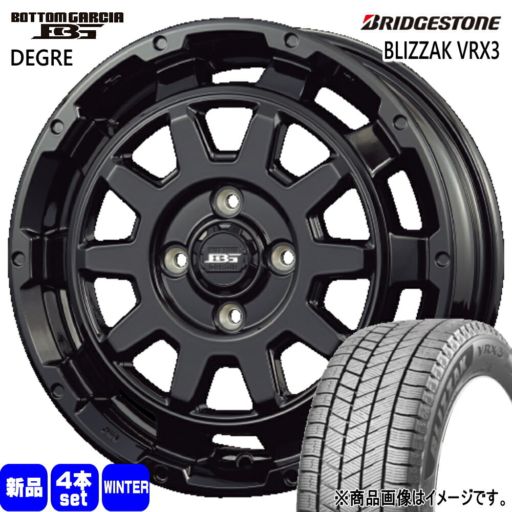 165/55R15 75Q ブリザック VRX3 BLIZZAK VRX3 ブリヂストン BRIDGESTONE 新品 冬用 スタッドレスタイヤ ホイール 4本セット KIT JAPAN BOTTOM GARCIA DEGRE 15×4.5+45 4/100 15インチ