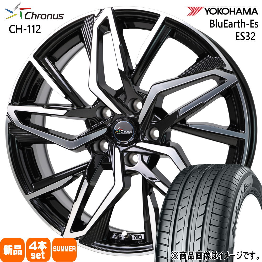 225/35R19 84W XL ブルーアース ES ES32 BluEarth-Es ES32 ヨコハマ YOKOHAMA 新品 夏用 サマータイヤ ホイール 4本セット HOT STUFF CORPORATION Chronus CH-112 19×7.5+48 5/114.3 19インチ