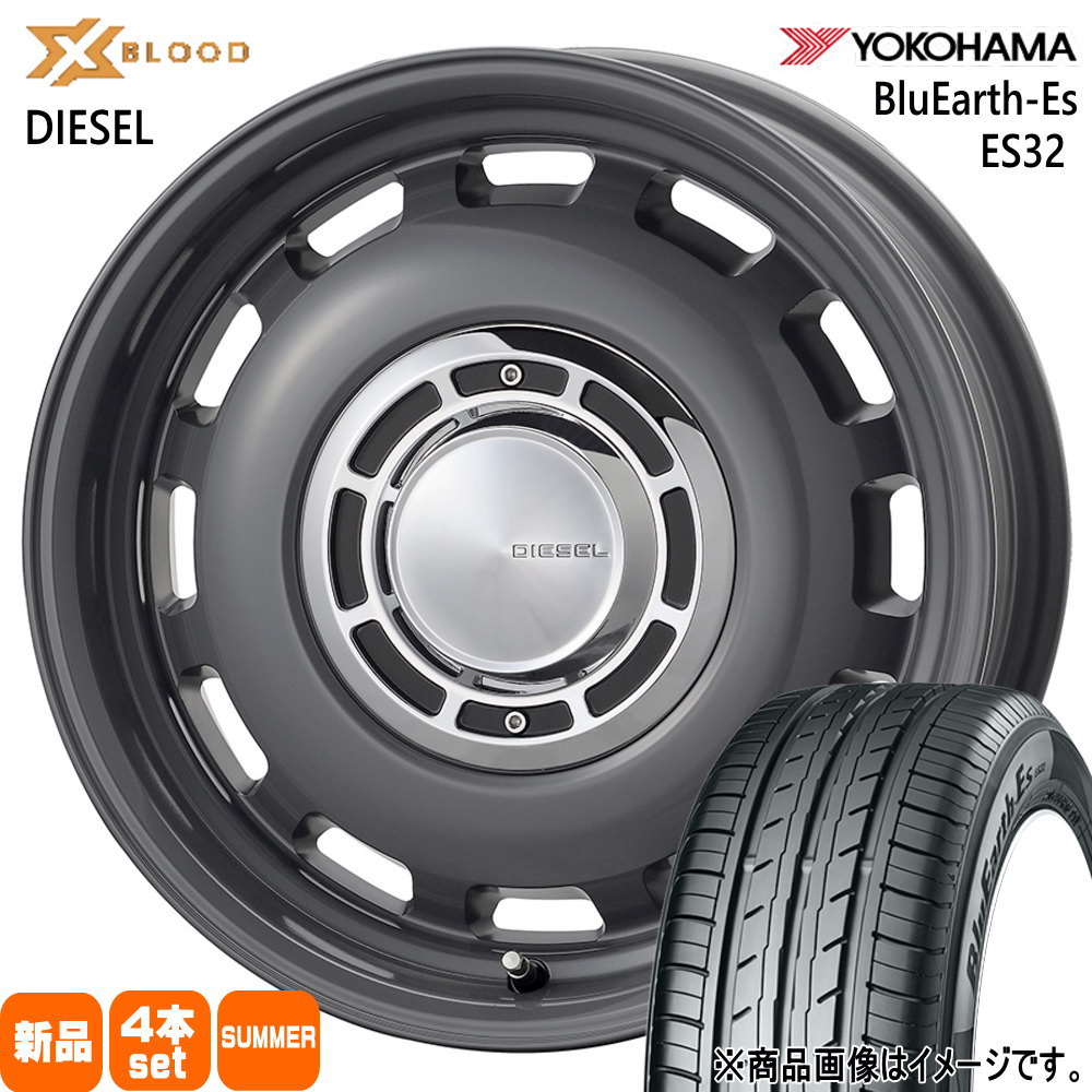 155/55R14 69V ブルーアース ES ES32 BluEarth-Es ES32 ヨコハマ YOKOHAMA 新品 夏用 サマータイヤ ホイール 4本セット COSMIC X BLOOD DIESEL 14×4.5+43 4/100 14インチ