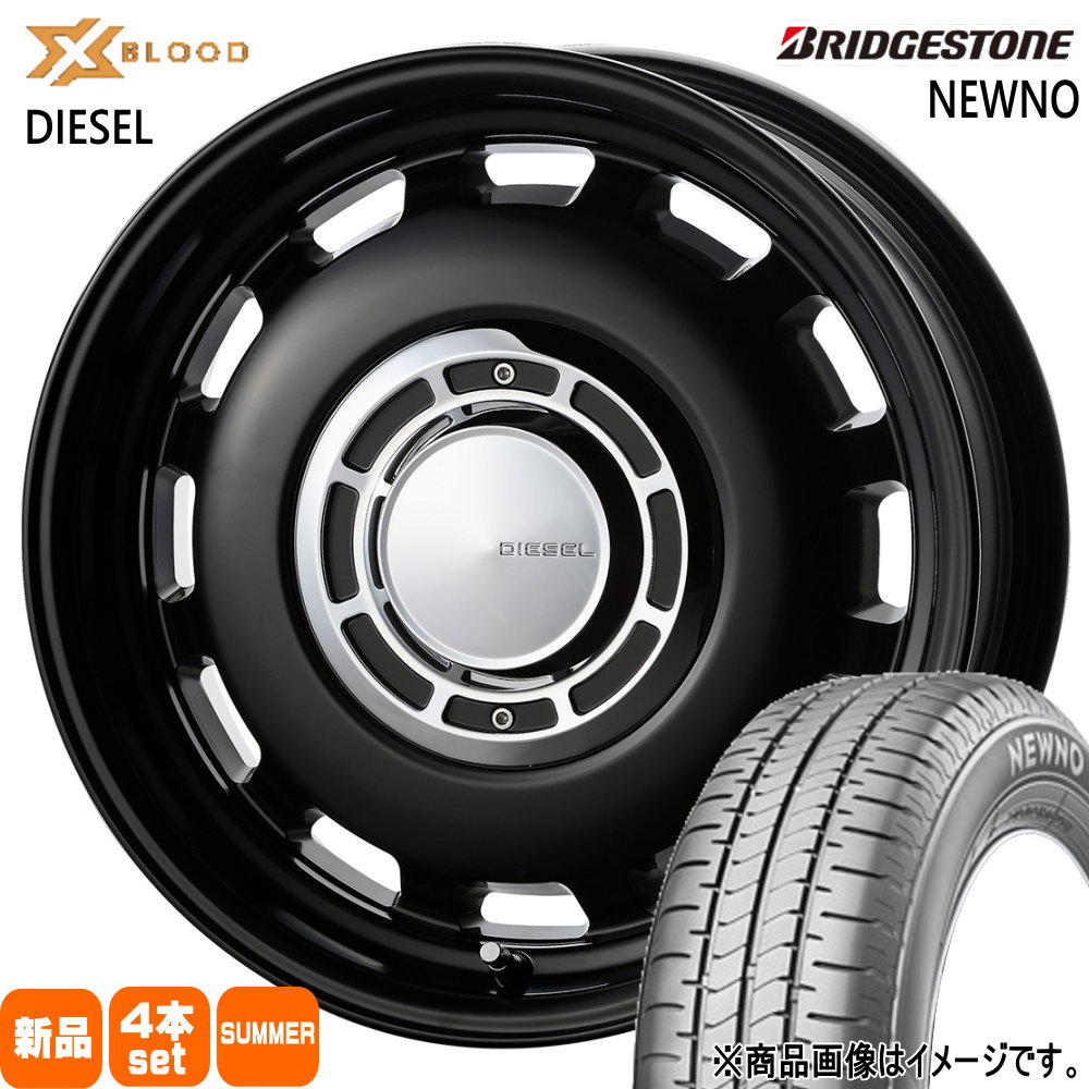 155/55R14 69V ニューノ NEWNO ブリヂストン BRIDGESTONE 新品 夏用 サマータイヤ ホイール 4本セット COSMIC X BLOOD DIESEL 14×4.5+43 4/100 14インチ