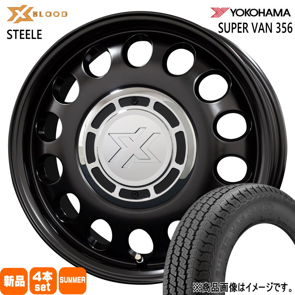 145/80R12 80/78N LT ѡХ Y356 SUPER VAN Y356 襳ϥ YOKOHAMA   ޡ ۥ 4ܥå COSMIC X BLOOD STEELE 124.0+43 4/100 12