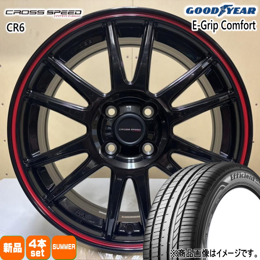 155/55R14 69V エフィシェントグリップ コンフォート EfficientGrip Comfort グッドイヤー GOODYEAR 新品 夏用 サマータイヤ ホイール 4本セット HOT STUFF CORPORATION CROSS SPEED CR6 14×4.5+45 4/100 14インチ