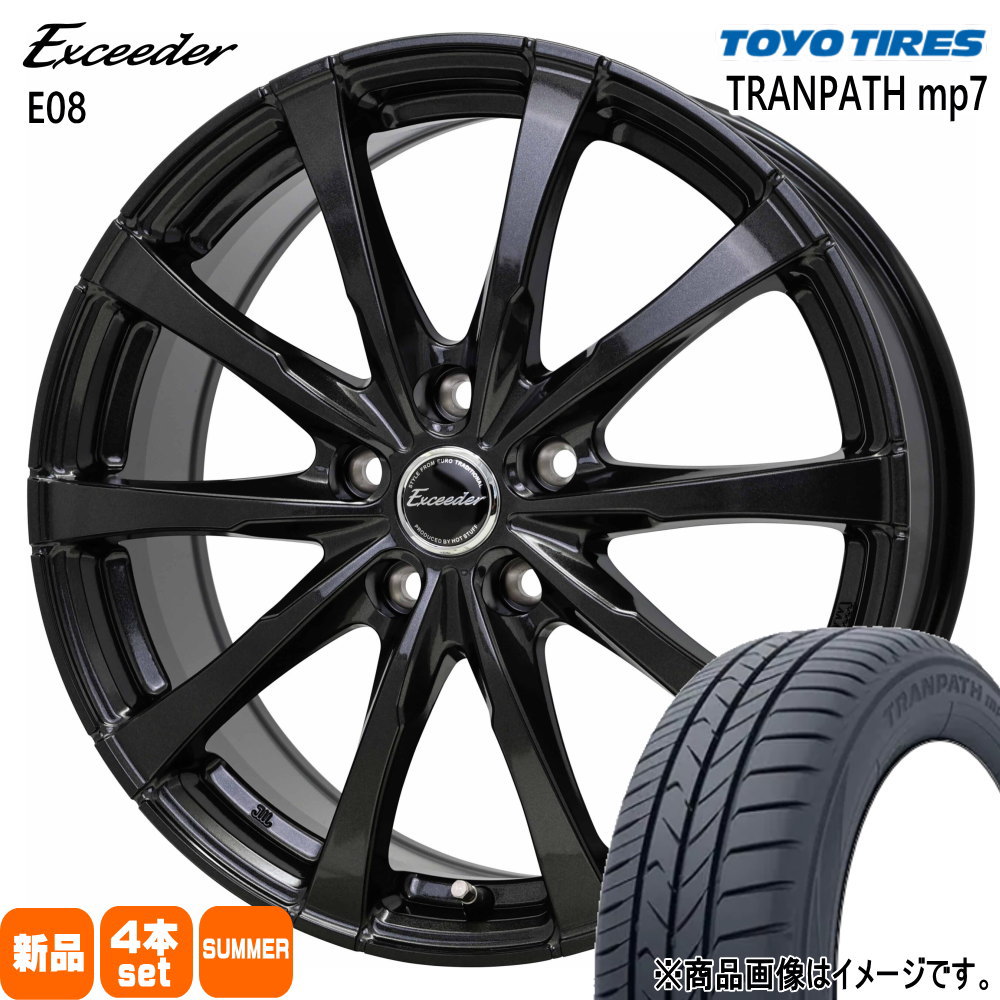 225/55R17 トランパス mp7 TRANPATH mp7 トーヨータイヤ TOYOTIRES 新品 夏用 サマータイヤ ホイール 4本セット HOT STUFF CORPORATION Exceeder E08 17×7.0+45 5/100