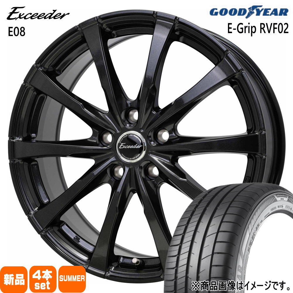 215/45R18 93W エフィシェントグリップ RVF02 EfficentGrip RVF02 グッドイヤー GOODYEAR 新品 夏用 サマータイヤ ホイール 4本セット HOT STUFF CORPORATION Exceeder E08 18×7.5+38 5/114.3