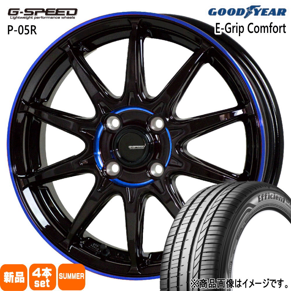 165/55R14 72V エフィシェントグリップ コンフォート EfficientGrip Comfort グッドイヤー GOODYEAR 新品 夏用 サマータイヤ ホイール 4本セット HOT STUFF CORPORATION G・speed P-05R 14×4.5+45 4/100 14インチ