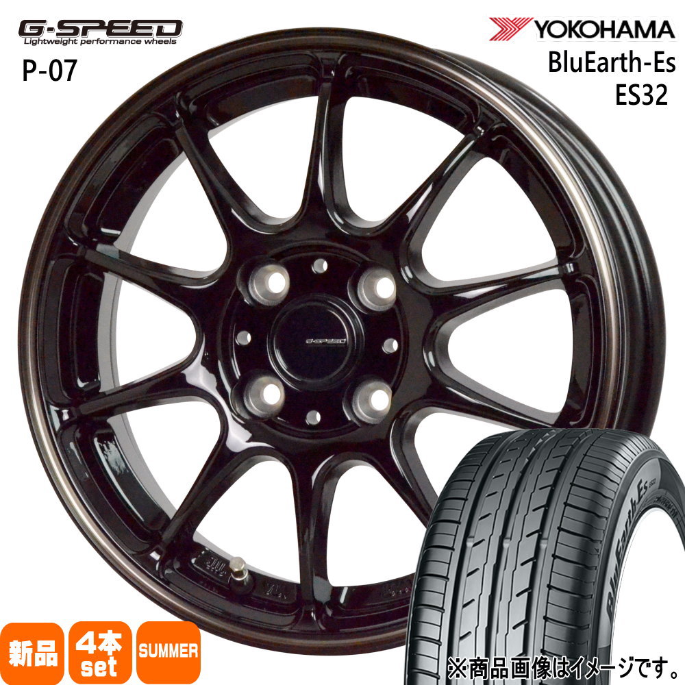 155/65R14 ブルーアース ES ES32 BluEarth-Es ES32 ヨコハマ YOKOHAMA 新品 夏用 サマータイヤ ホイール 4本セット HOT STUFF CORPORATION G・speed P-07 14×4.5+45 4/100