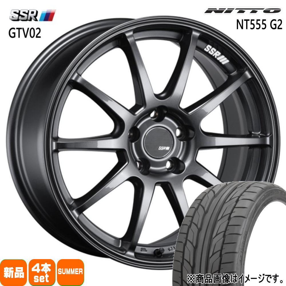225/40R18 92Y XL エヌティー ゴーゴーゴ ジーツー NT555G2 ニットー NITTO 新品 夏用 サマータイヤ ホイール 4本セット SSR GTV02 18×7.5+48 5/100