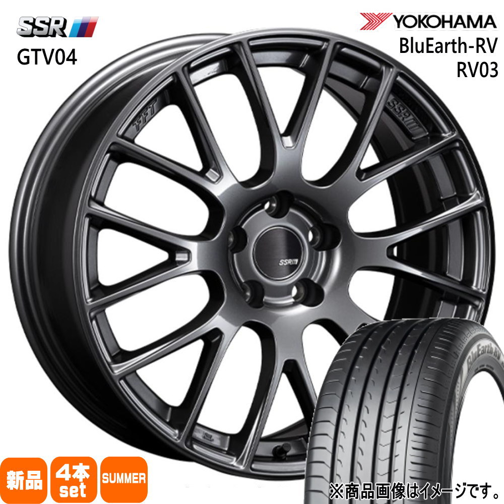 225/45R18 95W XL ブルーアース RV RV03 BluEarth-RV RV03 ヨコハマ YOKOHAMA 新品 夏用 サマータイヤ ホイール 4本セット SSR GTV04 18×8.5+45 5/114.3