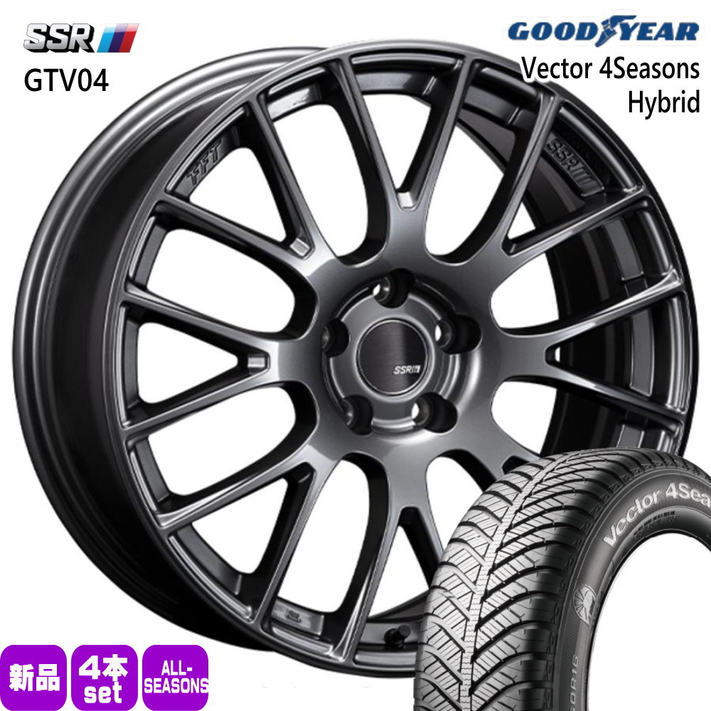 215/60R17 96H ベクター 4シーズン ハイブリッド Vector 4Seasons Hybrid グッドイヤー GOODYEAR 新品 夏冬兼用 オールシーズンタイヤ ホイール 4本セット SSR GTV04 17×7.0+50 5/114.3