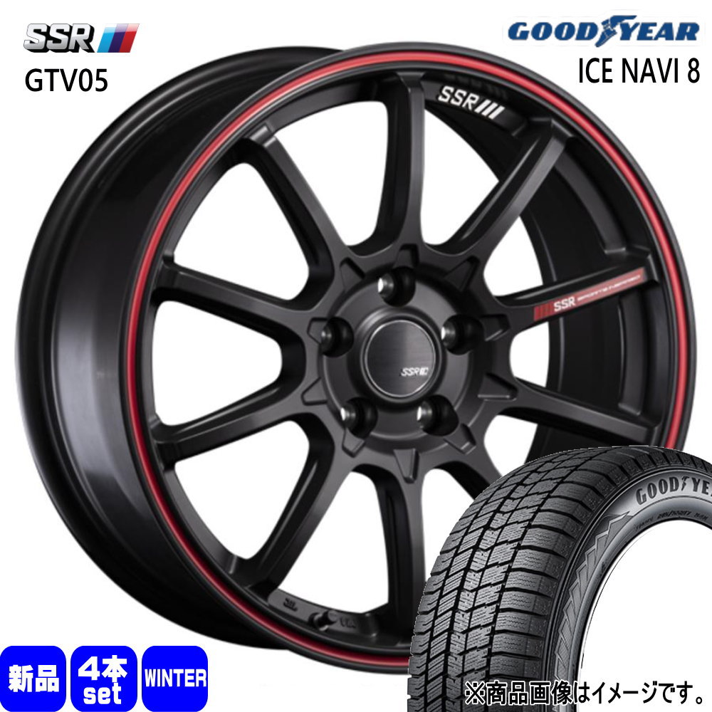 225/60R17 99Q アイスナビ8 ICE NAVI 8 グッドイヤー GOODYEAR 新品 冬用 スタッドレスタイヤ ホイール 4本セット SSR GTV05 17×7.0+48 5/114.3