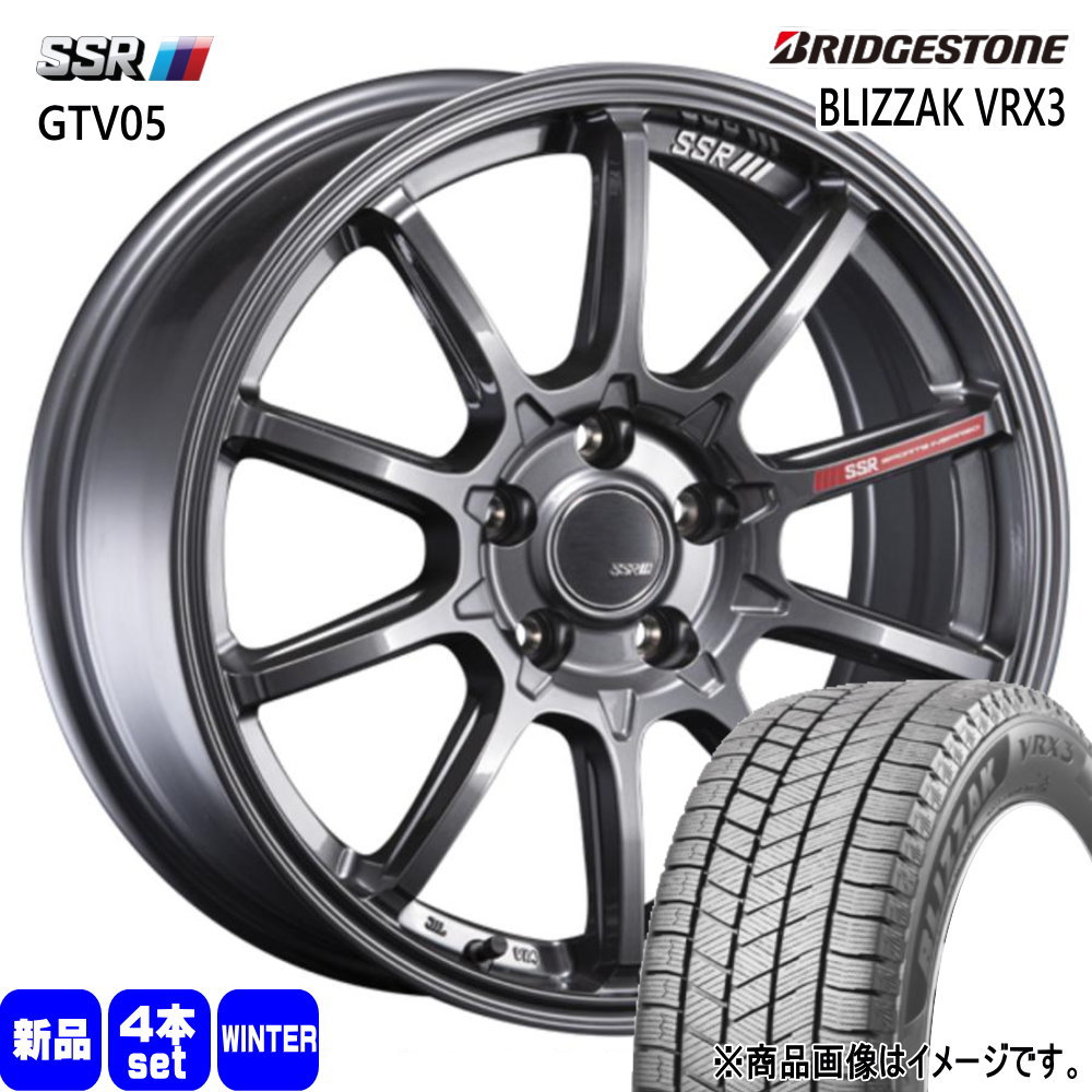 195/55R16 87Q ブリザック VRX3 BLIZZAK VRX3 ブリヂストン BRIDGESTONE 新品 冬用 スタッドレスタイヤ ホイール 4本セット SSR GTV05 16×6.0+45 4/100