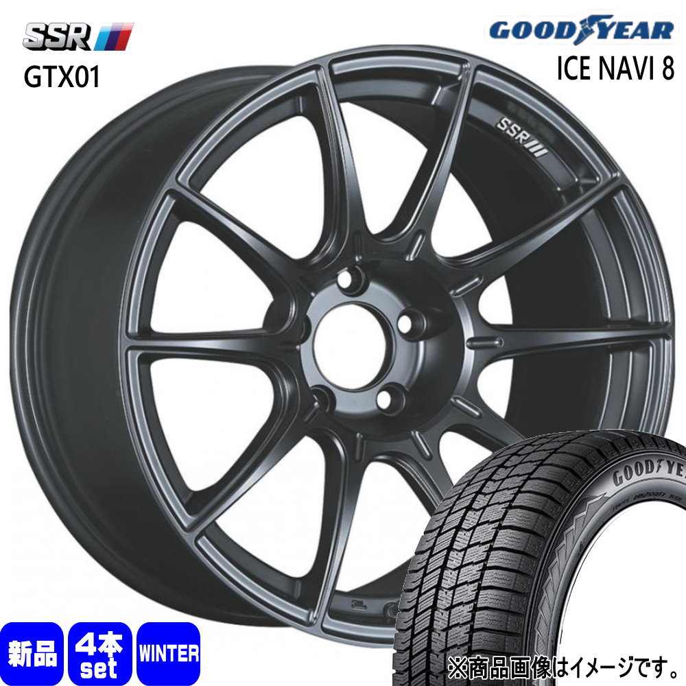 245/40R18 93Q アイスナビ8 ICE NAVI 8 グッドイヤー GOODYEAR 新品 冬用 スタッドレスタイヤ ホイール 4本セット SSR GTX01 18×9.5+22 5/114.3