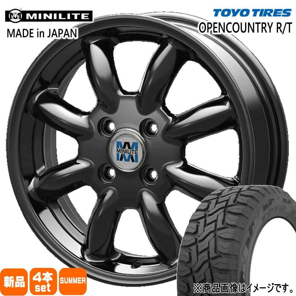 155/65R14 75Q オープンカントリー RT OPENCOUNTRY R/T トーヨータイヤ TOYOTIRES 新品 夏用 サマータイヤ ホイール 4本セット KIT JAPAN MINILITE 14×4.5+45 4/100 14インチ