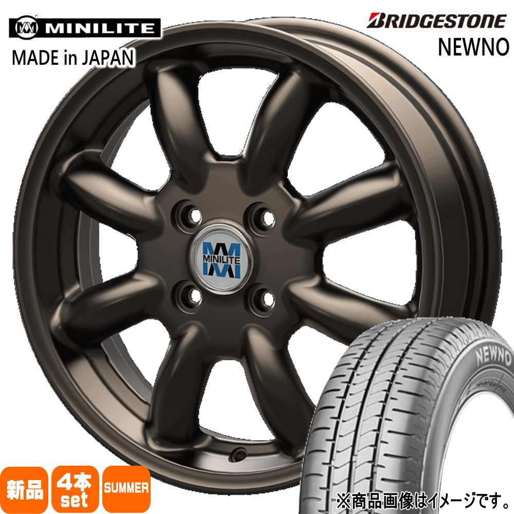 155/55R14 69V ニューノ NEWNO ブリヂストン BRIDGESTONE 新品 夏用 サマータイヤ ホイール 4本セット KIT JAPAN MINILITE 14×4.5+45 4/100 14インチ