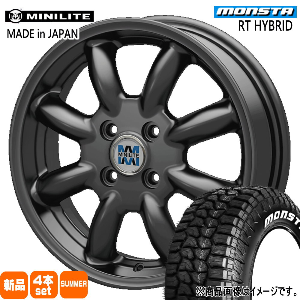 155/65R14 81S XL RTハイブリッド RT HYBRID モンスタ MONSTA 新品 夏用 サマータイヤ ホイール 4本セット KIT JAPAN MINILITE 14×4.5+45 4/100 14インチ