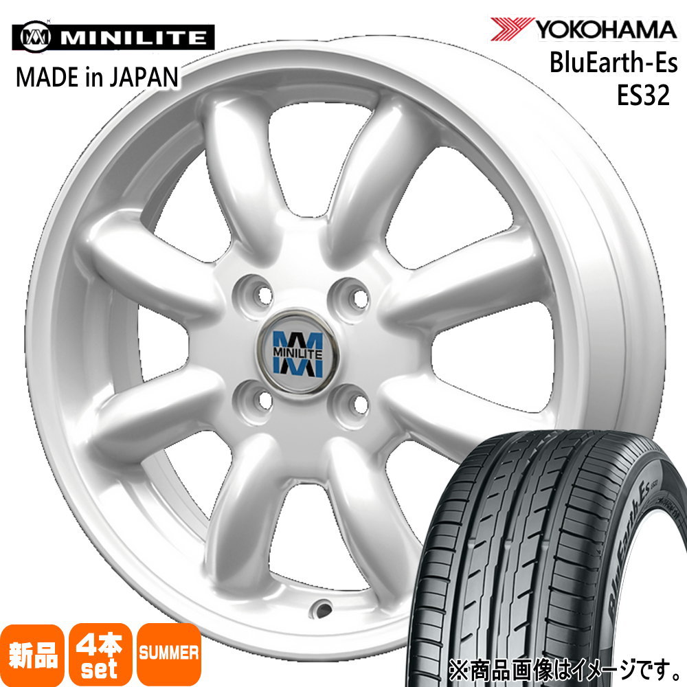 165/55R15 75V ブルーアース ES ES32 BluEarth-Es ES32 ヨコハマ YOKOHAMA 新品 夏用 サマータイヤ ホイール 4本セット KIT JAPAN MINILITE 15×4.5+45 4/100 15インチ