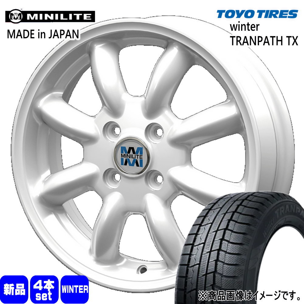 155/65R14 75Q ウィンタートランパス TX WinterTRANPATH TX トーヨータイヤ TOYOTIRES 新品 冬用 スタッドレスタイヤ ホイール 4本セット KIT JAPAN MINILITE 14×4.5+45 4/100 14インチ