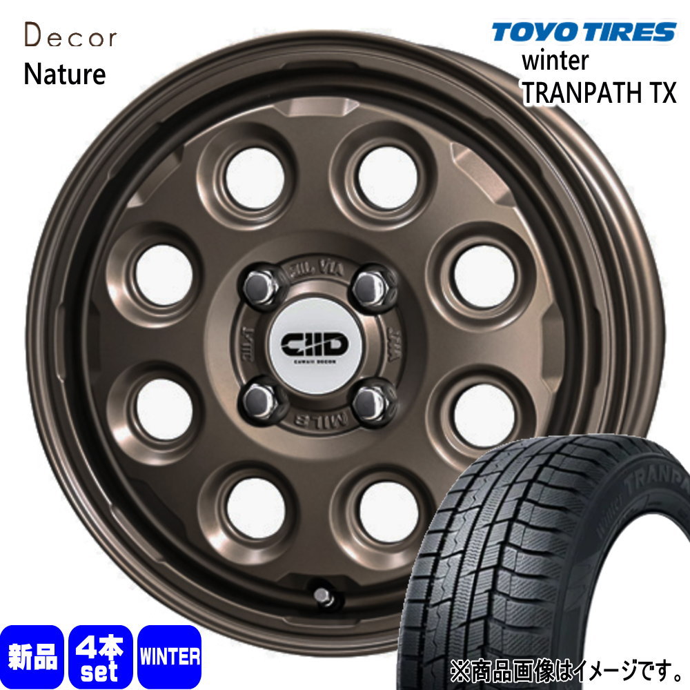 155/65R14 75Q ウィンタートランパス TX WinterTRANPATH TX トーヨータイヤ TOYOTIRES 新品 冬用 スタッドレスタイヤ ホイール 4本セット 共豊コーポレーション Decor Nature 14×4.5+45 4/100 14インチ