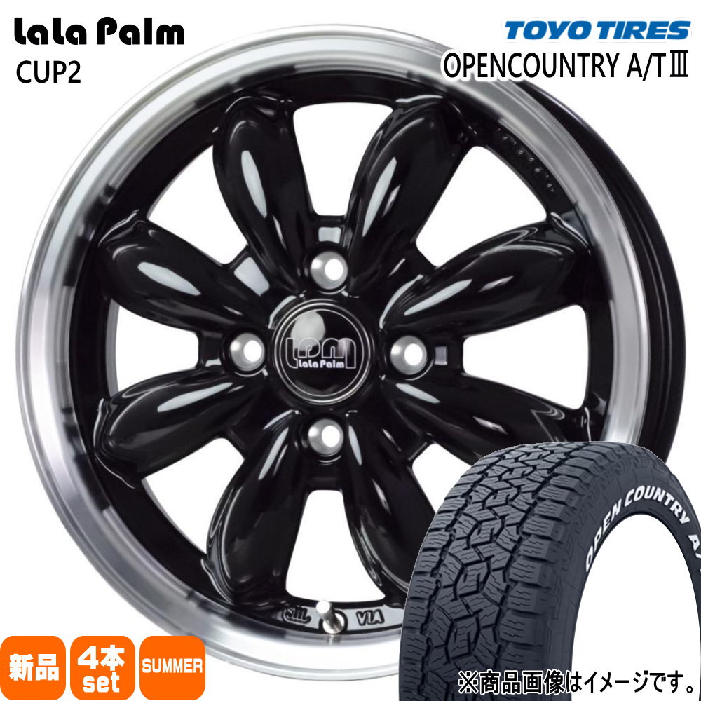 185/65R15 88H オープンカントリー AT3 OPENCOUNTRY A/T3 トーヨータイヤ TOYOTIRES 新品 夏用 サマータイヤ ホイール 4本セット HOT STUFF CORPORATION LaLaPalm CUP2 15×5.5+45 4/100 15インチ