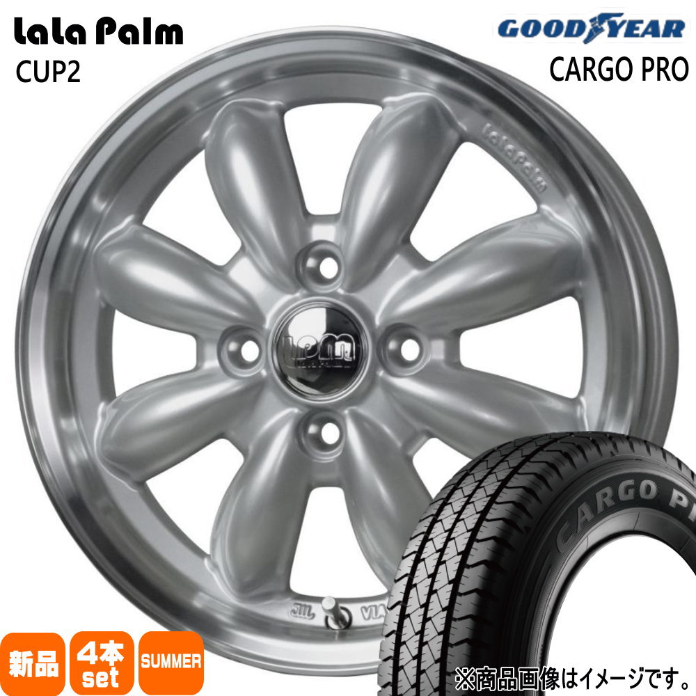 145/80R12 カーゴプロ CARGO PRO グッドイヤー GOODYEAR 新品 夏用 サマータイヤ ホイール 4本セット HOT STUFF CORPORATION LaLaPalm CUP2 12×4.0+43 4/100