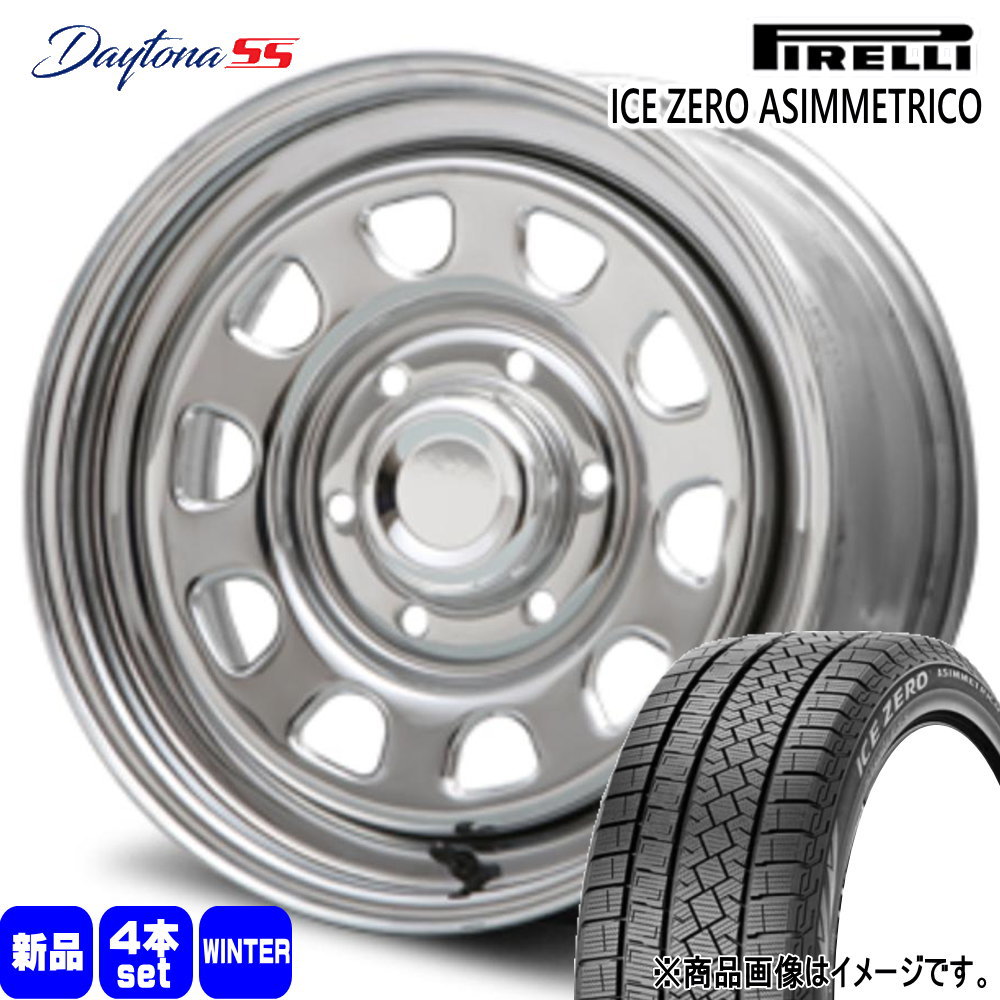 215/65R16 98T アイスゼロ アシンメトリコ ICE ZERO ASIMMETRICO ピレリ PIRELLI 新品 冬用 スタッドレスタイヤ ホイール 4本セット MLJ Dyatona SS 16×7.0+38 6/139.7 16インチ