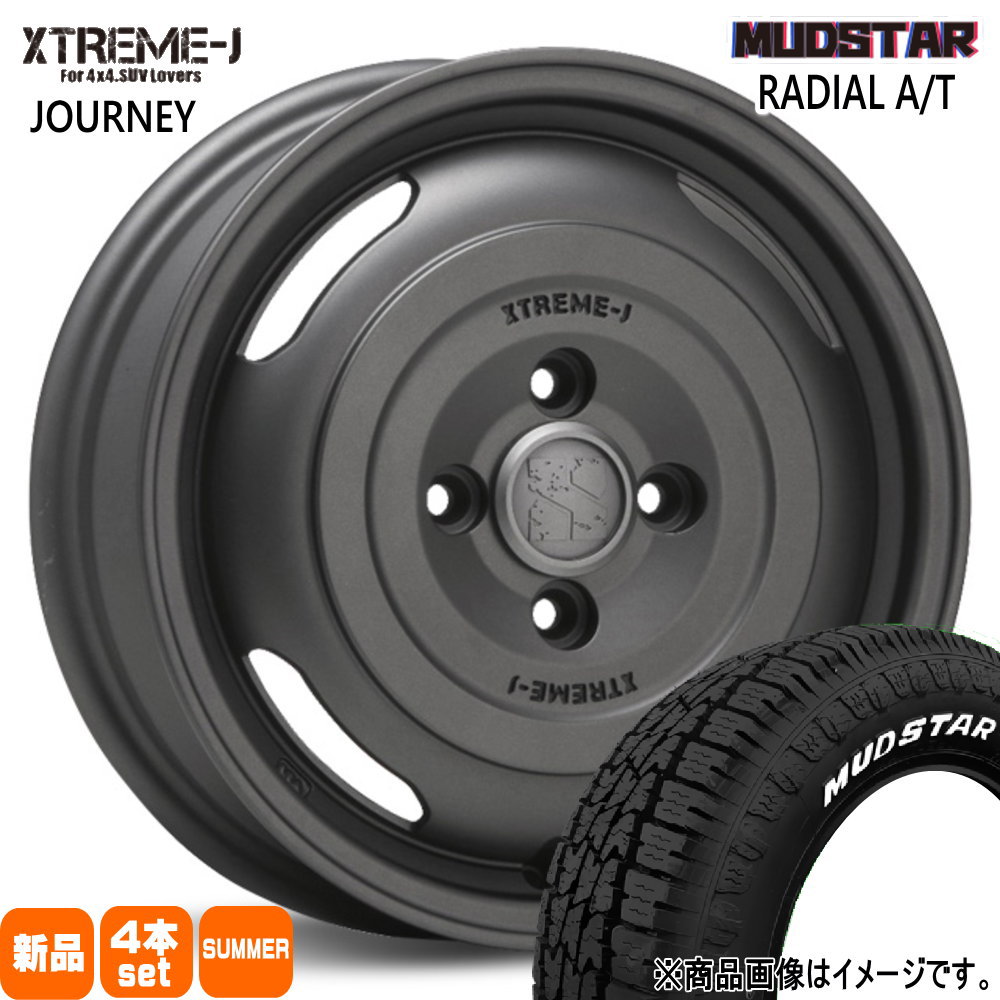 155/65R14 75S ラジアル AT RADIAL AT マッドスター MUDSTAR 新品 夏用 サマータイヤ ホイール 4本セット MLJ XTREME-J JOURNEY 14×4.5+43 4/100 14インチ