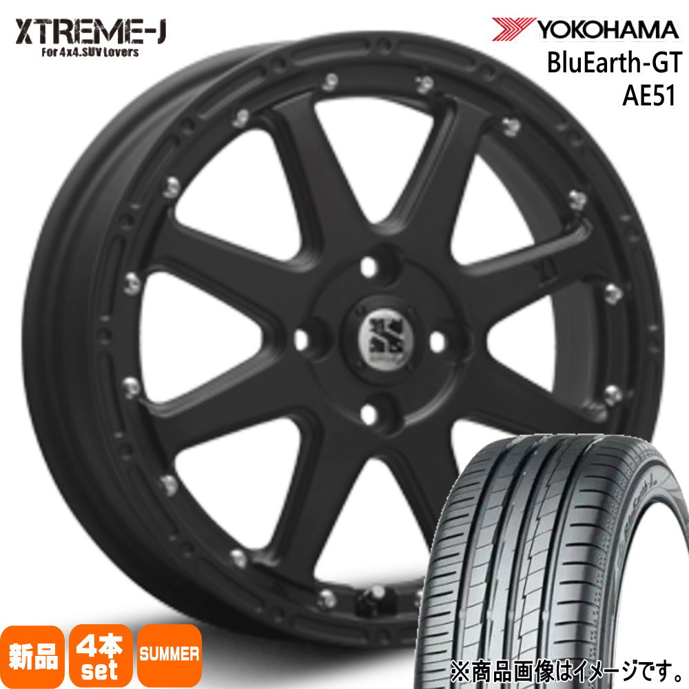 155/65R14 75H ブルーアース GT AE51 BluEarth-GT AE51 ヨコハマ YOKOHAMA 新品 夏用 サマータイヤ ホイール 4本セット MLJ XTREME-J 14×4.5+43 4/100 14インチ