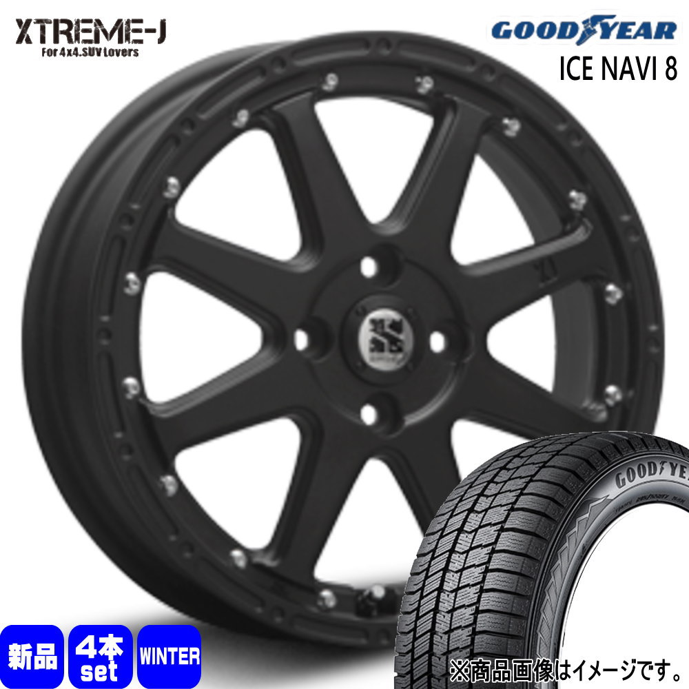 165/70R14 81Q アイスナビ8 ICE NAVI 8 グッドイヤー GOODYEAR 新品 冬用 スタッドレスタイヤ ホイール 4本セット MLJ XTREME-J 14×4.5+43 4/100 14インチ