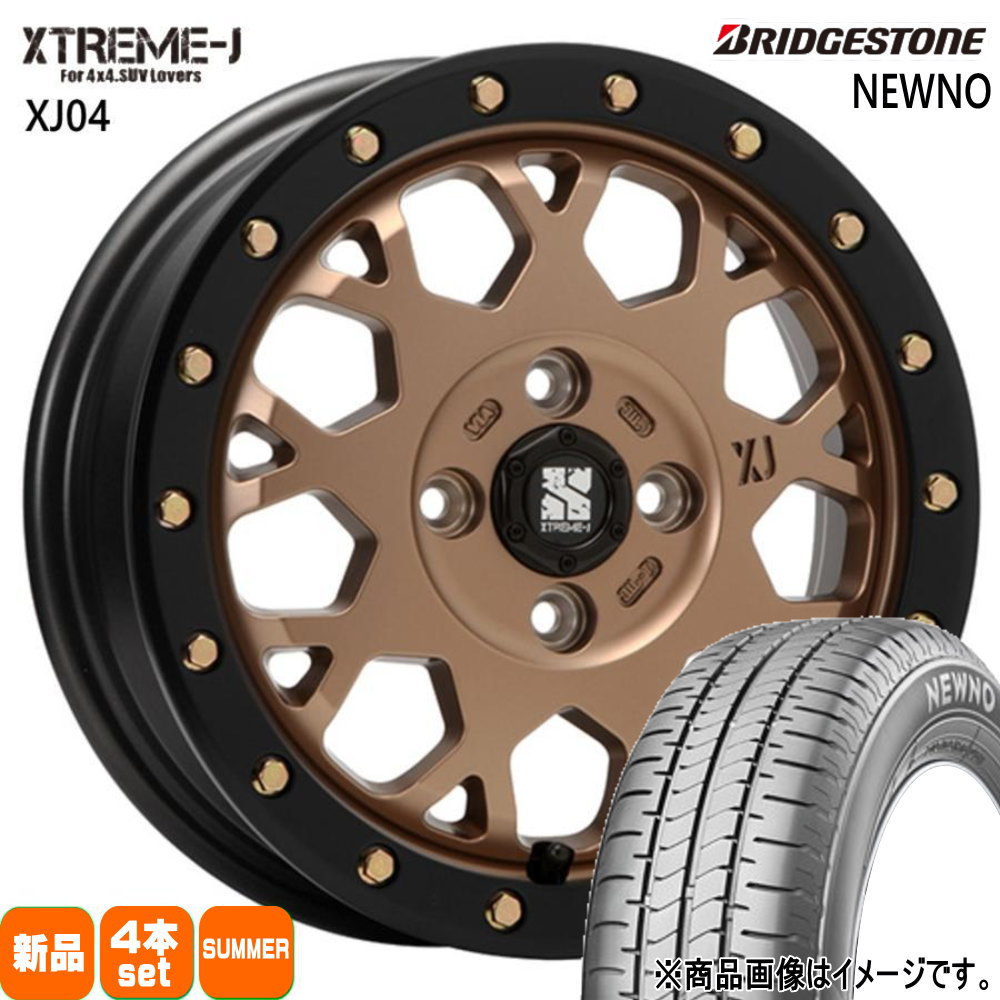 155/65R14 75H ニューノ NEWNO ブリヂストン BRIDGESTONE 新品 夏用 サマータイヤ ホイール 4本セット MLJ XTREME-J XJ04 14×4.5+43 4/100 14インチ