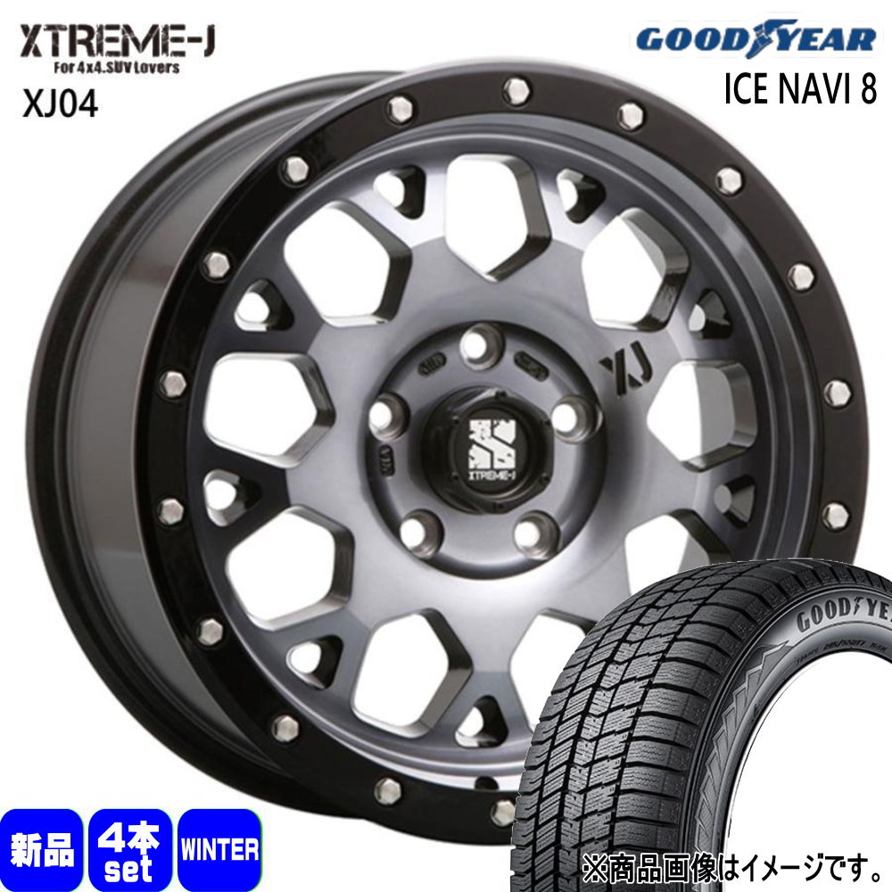 225/60R17 99Q アイスナビ8 ICE NAVI 8 グッドイヤー GOODYEAR 新品 冬用 スタッドレスタイヤ ホイール 4本セット MLJ XTREME-J XJ04 17×7.0+42 5/114.3 17インチ