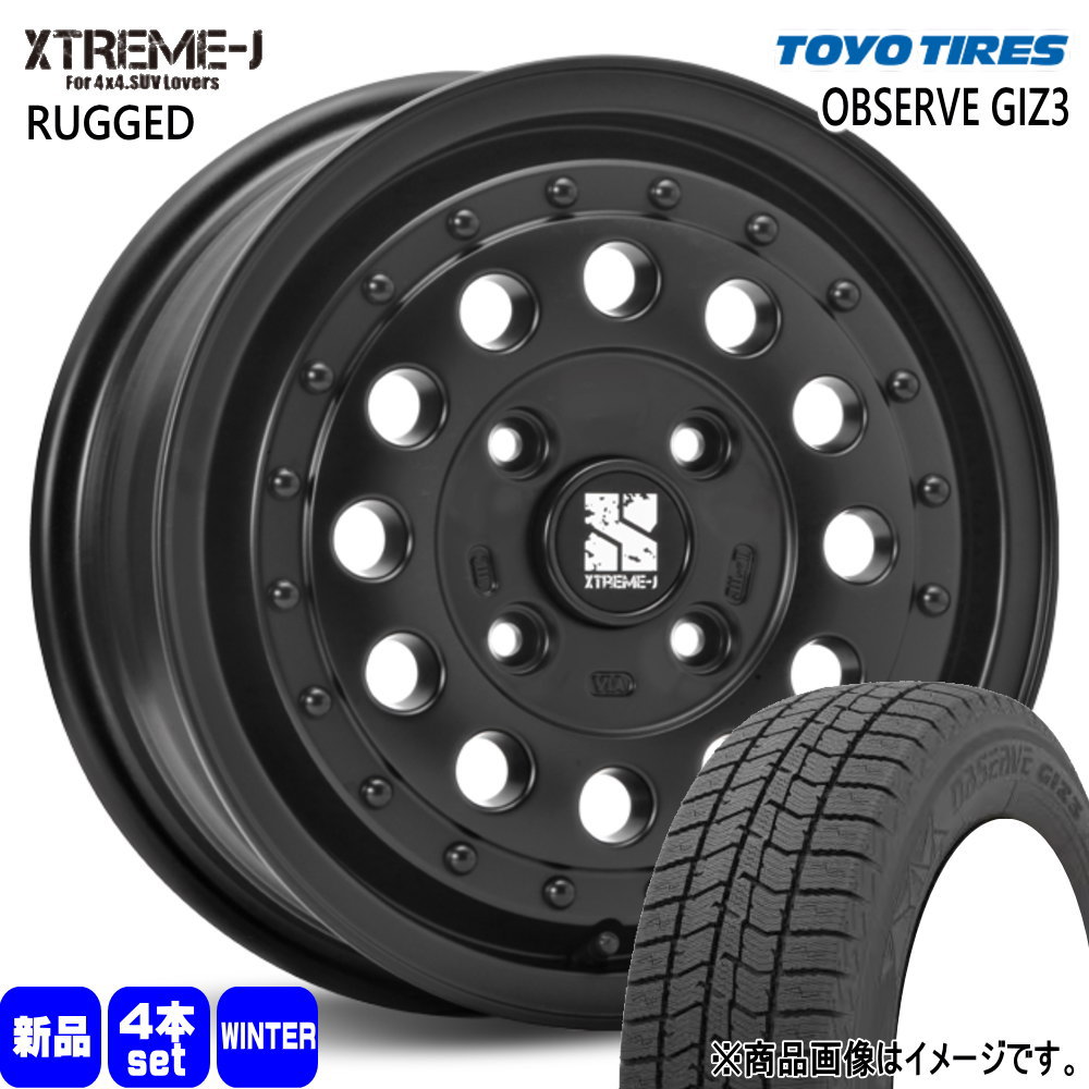 165/65R14 オブザーブ ギズ3 OBSERVE GIZ3 トーヨータイヤ TOYOTIRES 新品 冬用 スタッドレスタイヤ ホイール 4本セット MLJ XTREME-J RUGGED 14×5.0+45 4/100 14インチ