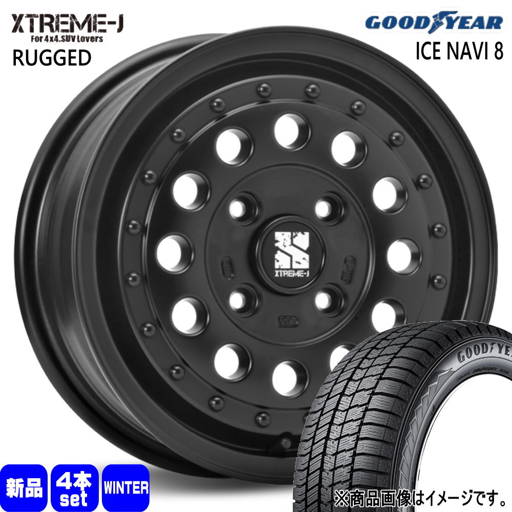 155/65R14 75Q アイスナビ8 ICE NAVI 8 グッドイヤー GOODYEAR 新品 冬用 スタッドレスタイヤ ホイール 4本セット MLJ XTREME-J RUGGED 14×5.0+45 4/100 14インチ