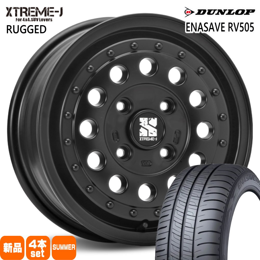 155/65R14 75H エナセーブ RV505 ENASAVE RV505 ダンロップ DUNLOP 新品 夏用 サマータイヤ ホイール 4本セット MLJ XTREME-J RUGGED 14×5.0+45 4/100 14インチ
