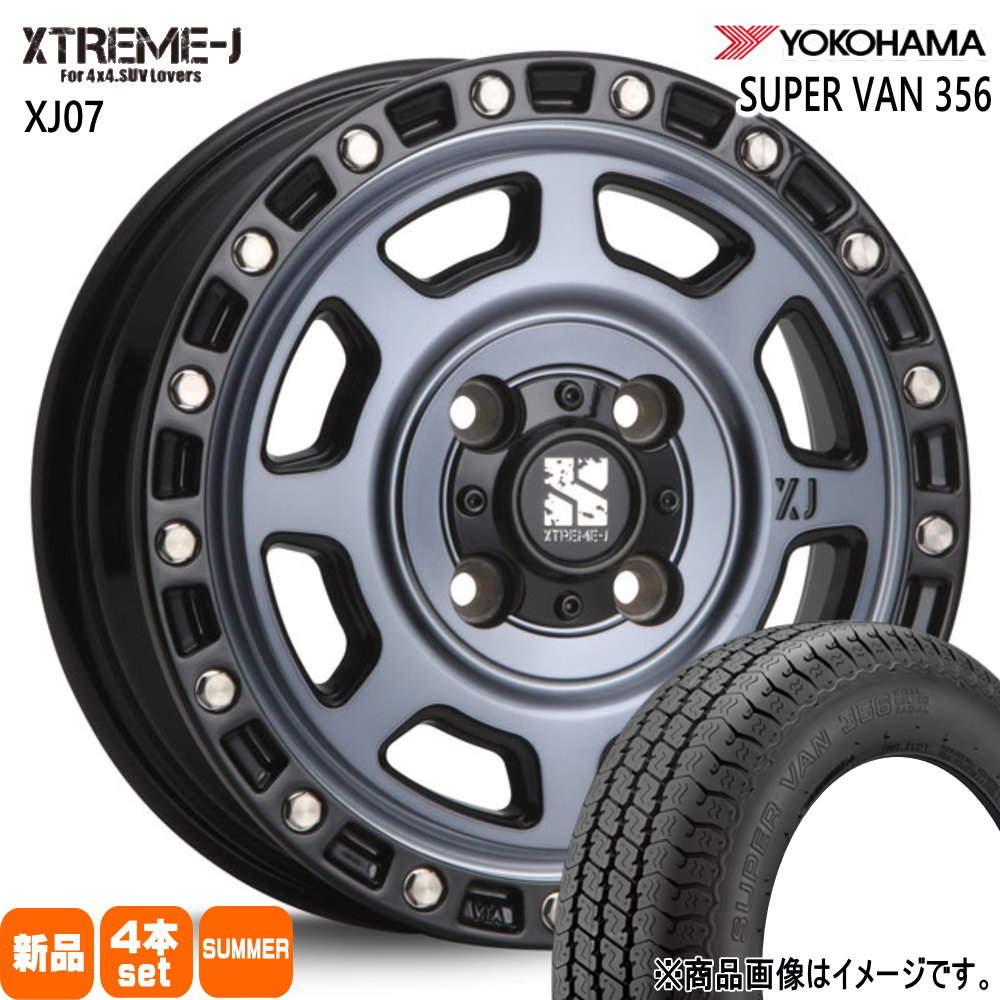 145/80R12 80/78N LT スーパーバン Y356 SUPER VAN Y356 ヨコハマ YOKOHAMA 新品 夏用 サマータイヤ ホイール 4本セット MLJ XTREME-J XJ07 12×4.0+42 4/100 12インチ