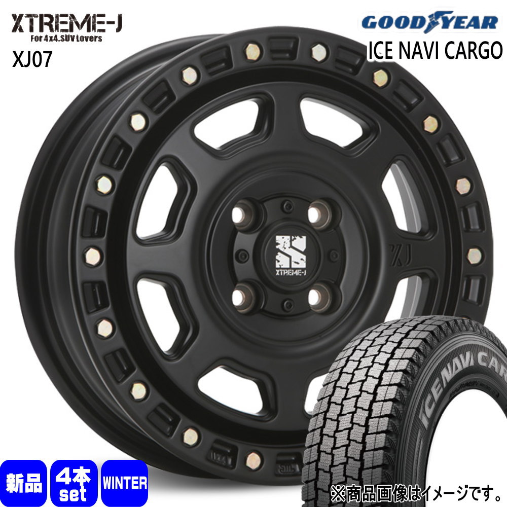 165/80R14 97/95N LT アイスナビ カーゴ ICE NAVI CARGO グッドイヤー GOODYEAR 新品 冬用 スタッドレスタイヤ ホイール 4本セット MLJ XTREME-J XJ07 14×5.0+42 4/114.3 14インチ