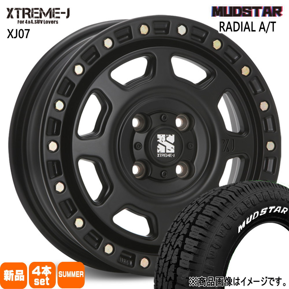 155/65R14 75S ラジアル AT RADIAL AT マッドスター MUDSTAR 新品 夏用 サマータイヤ ホイール 4本セット MLJ XTREME-J XJ07 14×4.5+43 4/100 14インチ
