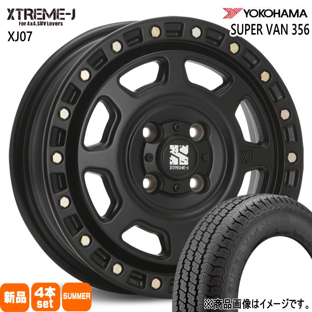 145/80R12 80/78N LT スーパーバン Y356 SUPER VAN Y356 ヨコハマ YOKOHAMA 新品 夏用 サマータイヤ ホイール 4本セット MLJ XTREME-J XJ07 12×4.0+42 4/100 12インチ