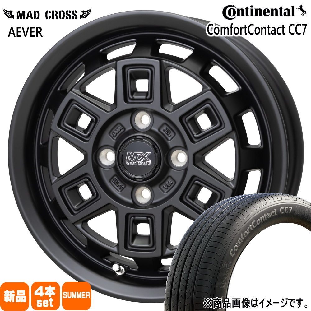 155/65R14 75T コンフォートコンタクト CC7 ComfortContact CC7 コンチネンタル Continental 新品 夏用 サマータイヤ ホイール 4本セット HOT STUFF CORPORATION MAD CROSS AEVER 14×4.5+45 4/100