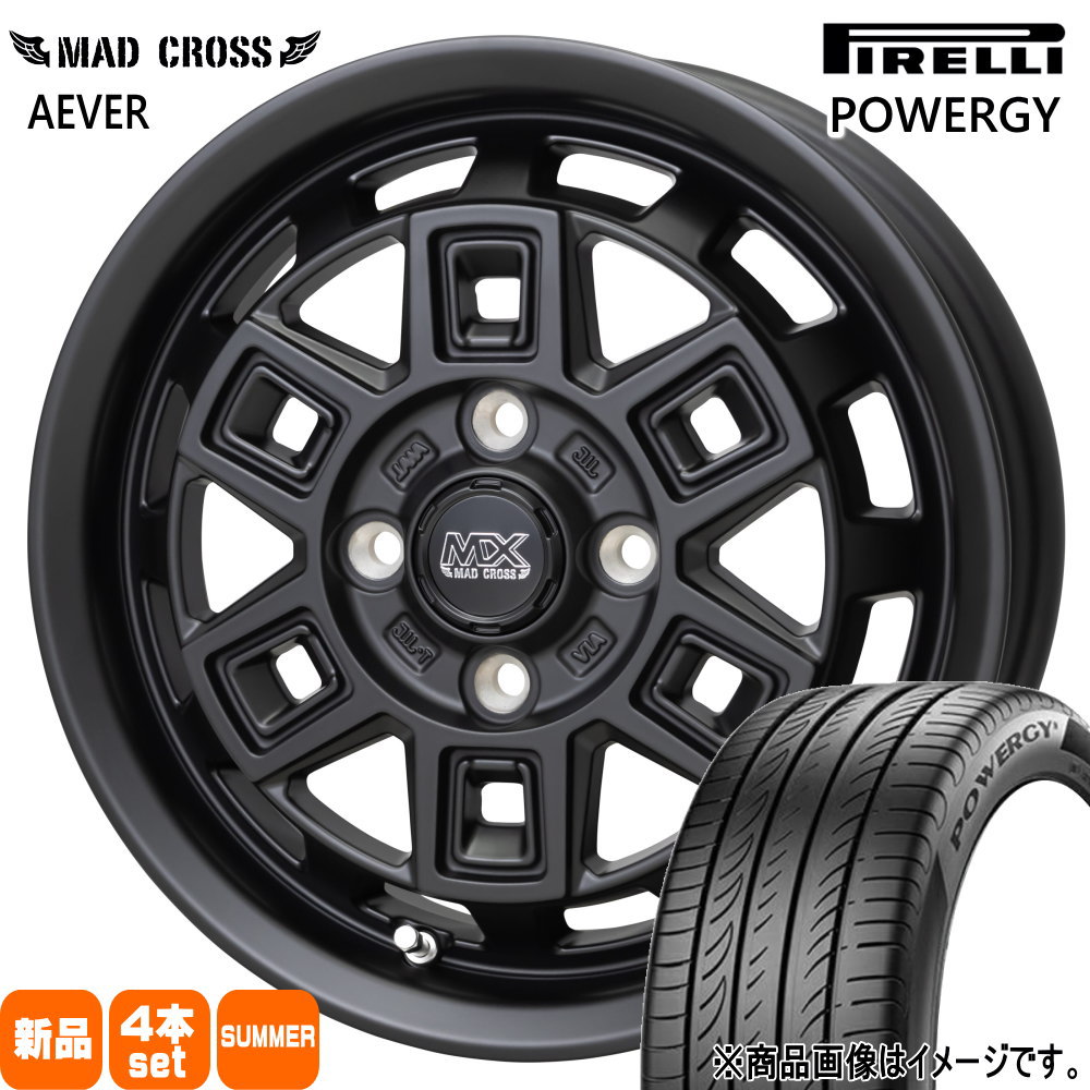 165/55R15 75V パワジー POWERGY ピレリ PIRELLI 新品 夏用 サマータイヤ ホイール 4本セット HOT STUFF CORPORATION MAD CROSS AEVER 15×4.5+45 4/100