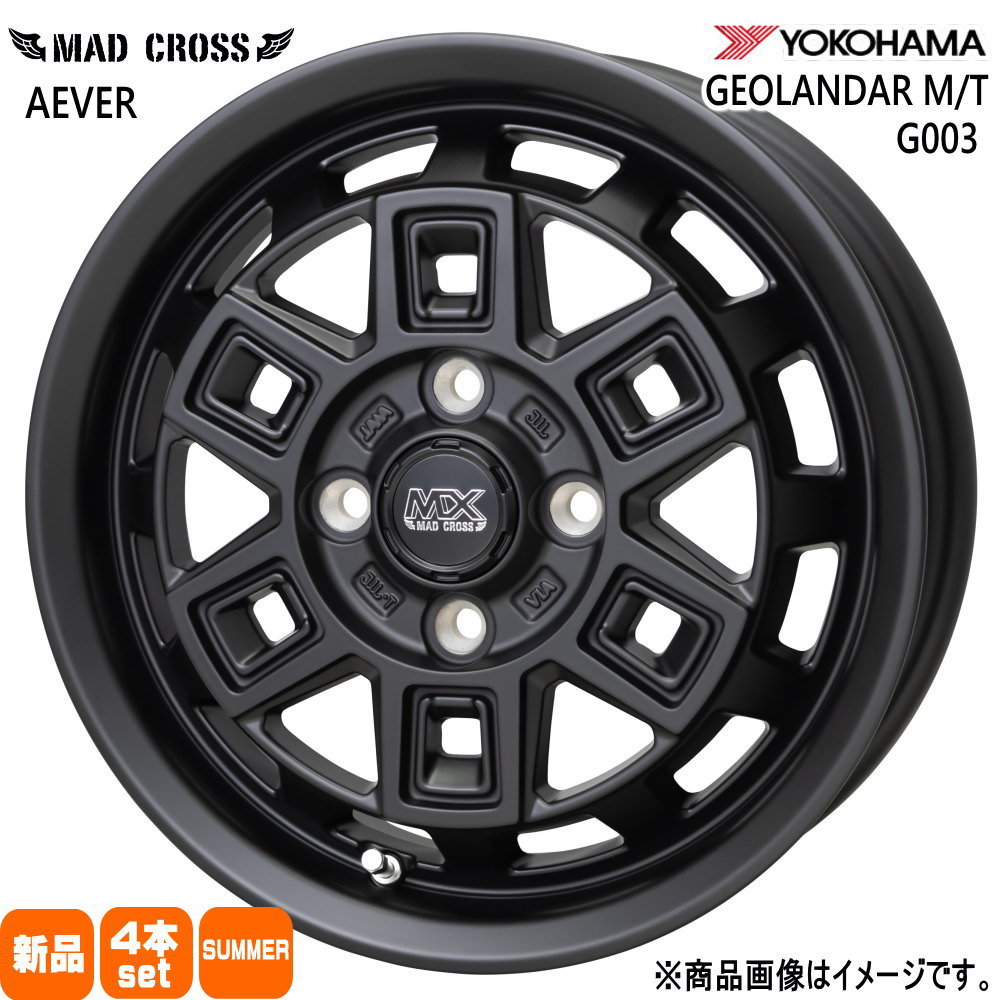 145R12 6PR スーパーバン Y355D SUPER VAN Y355D ヨコハマ YOKOHAMA 新品 夏用 サマータイヤ ホイール 4本セット HOT STUFF CORPORATION MAD CROSS AEVER 12×4.0+43 4/100