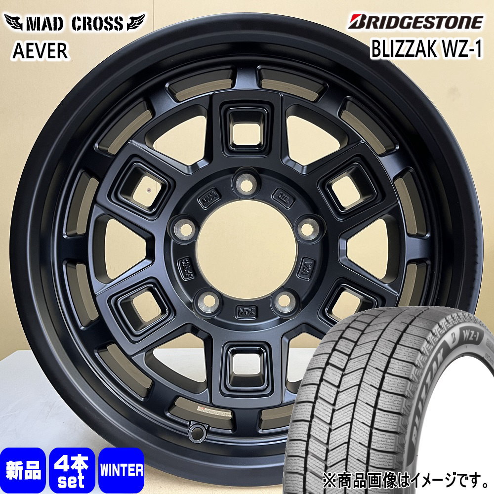 215/70R16 100Q ブリザック WZ1 BLIZZAK WZ-1 ブリヂストン BRIDGESTONE 新品 冬用 スタッドレスタイヤ ホイール 4本セット HOT STUFF CORPORATION MAD CROSS AEVER 16×6.0+0 5/139.7(2)