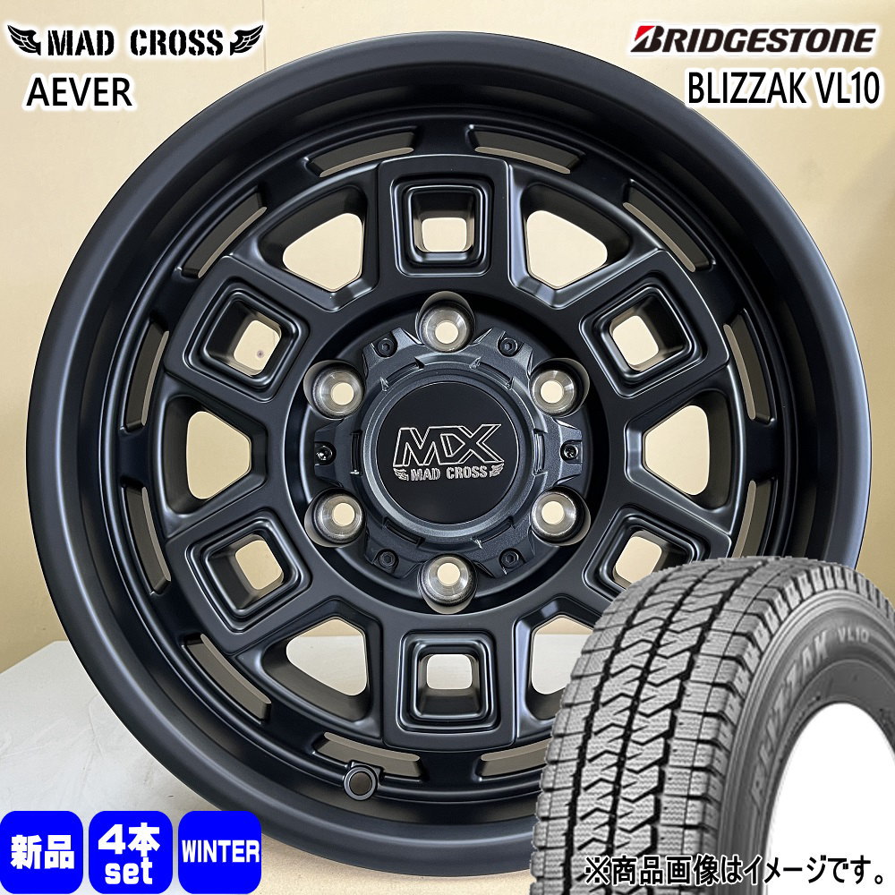 195/80R15 107/105N LT ブリザック VL10 BLIZZAK VL10 ブリヂストン BRIDGESTONE 新品 冬用 スタッドレスタイヤ ホイール 4本セット HOT STUFF CORPORATION MAD CROSS AEVER 15×6.0+33 6/139.7(2)