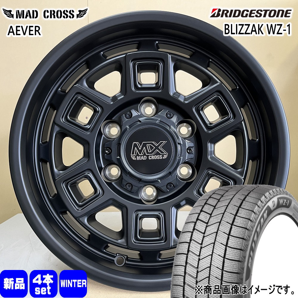 195/80R15 96Q ブリザック WZ1 BLIZZAK WZ-1 ブリヂストン BRIDGESTONE 新品 冬用 スタッドレスタイヤ ホイール 4本セット HOT STUFF CORPORATION MAD CROSS AEVER 15×6.0+33 6/139.7