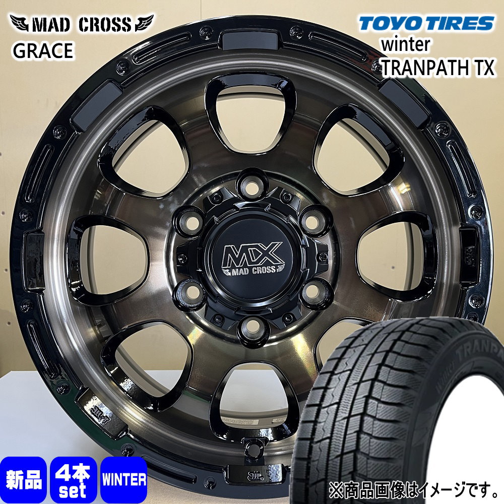 215/65R16 98Q ウィンタートランパス TX WinterTRANPATH TX トーヨータイヤ TOYOTIRES 新品 冬用 スタッドレスタイヤ ホイール 4本セット HOT STUFF CORPORATION MAD CROSS GRACE 16×6.5+48 6/139.7 16インチ