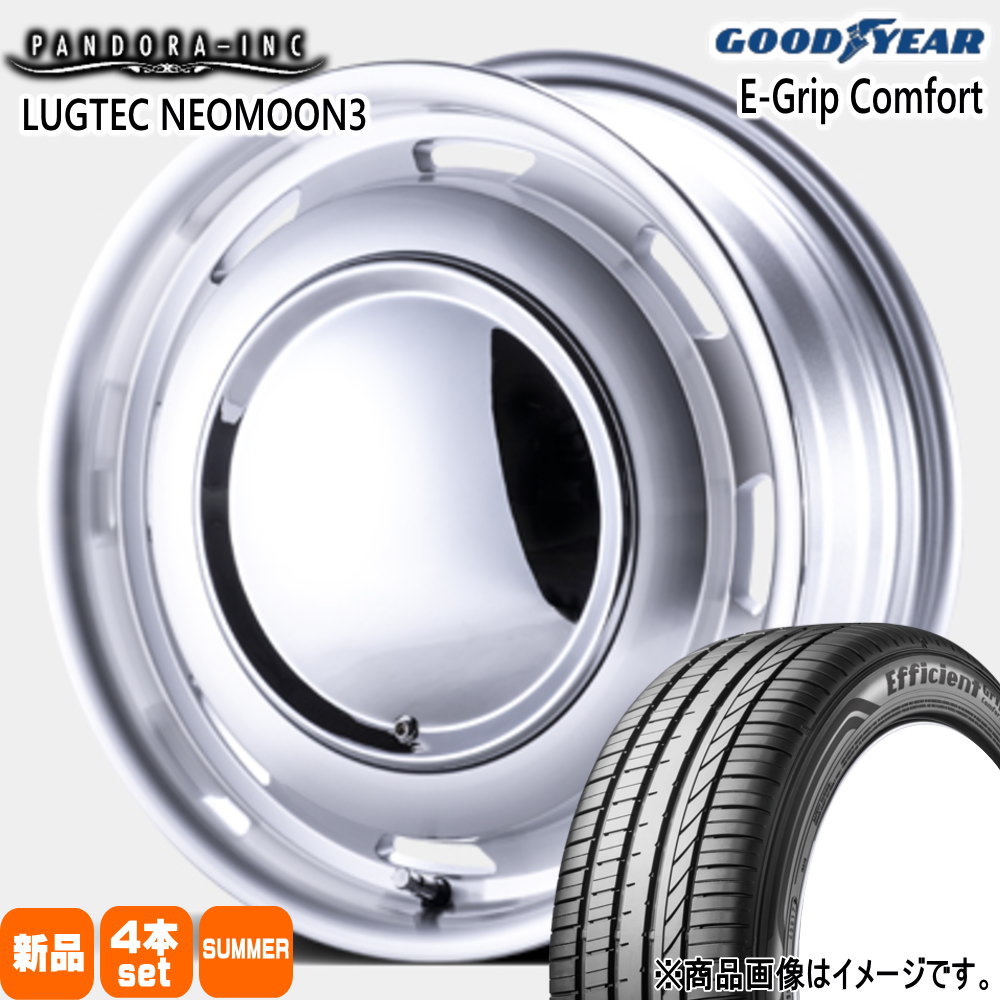 165/55R15 75V エフィシェントグリップ コンフォート EfficientGrip Comfort グッドイヤー GOODYEAR 新品 夏用 サマータイヤ ホイール 4本セット PANDORA LUGTEC NEO MOON3 15×4.5+45 4/100