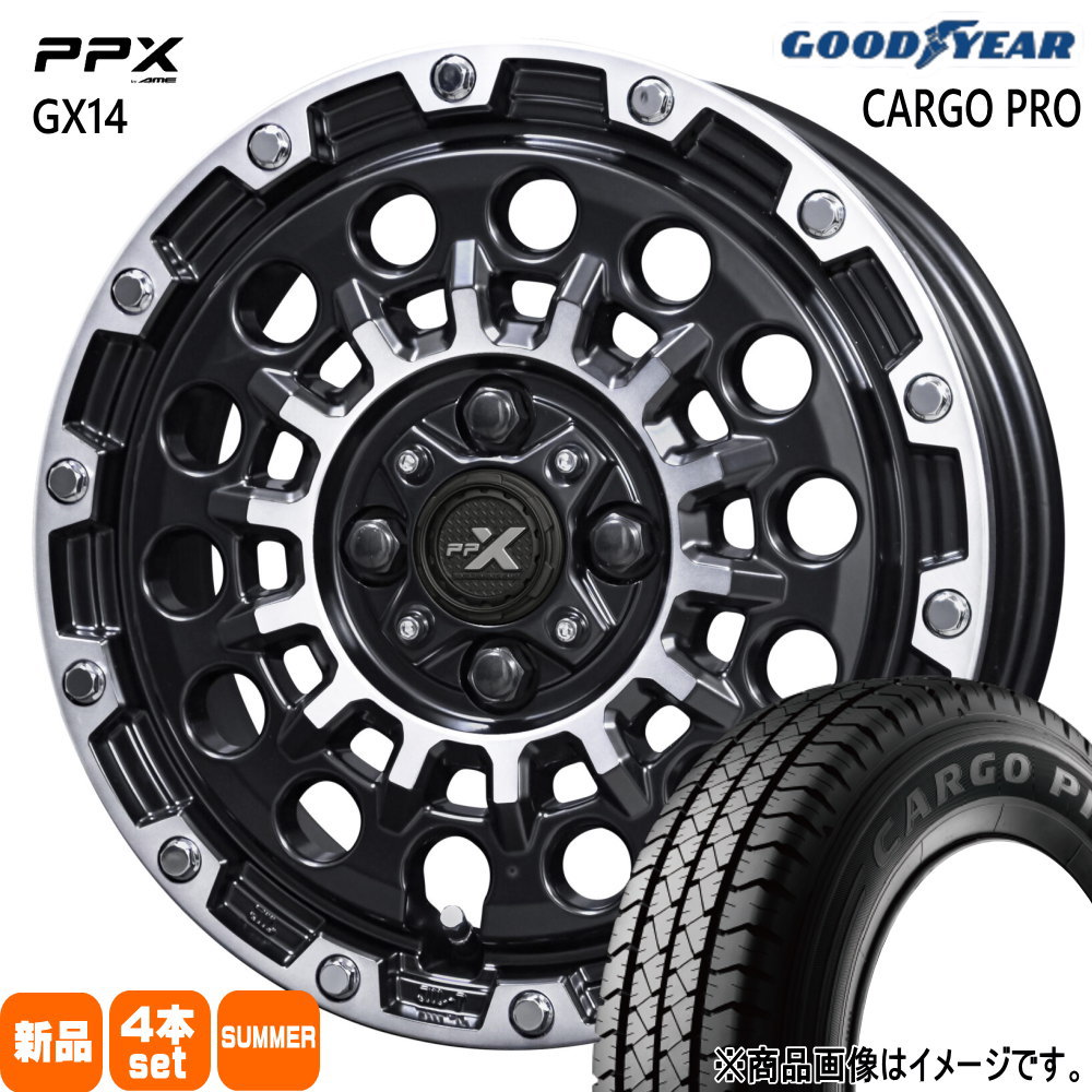 145/80R12 カーゴプロ CARGO PRO グッドイヤー GOODYEAR 新品 夏用 サマータイヤ ホイール 4本セット 共豊コーポレーション PPX GX14 12×3.5+45 4/100
